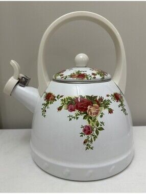 Royal Albert Old Country Roses Stovetop Whistling Tea Kettle With Lid